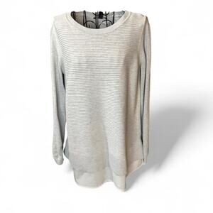 Hilary Radley Heather Grey Tunic Sweater with Sheer Shirttail Hem - Size L